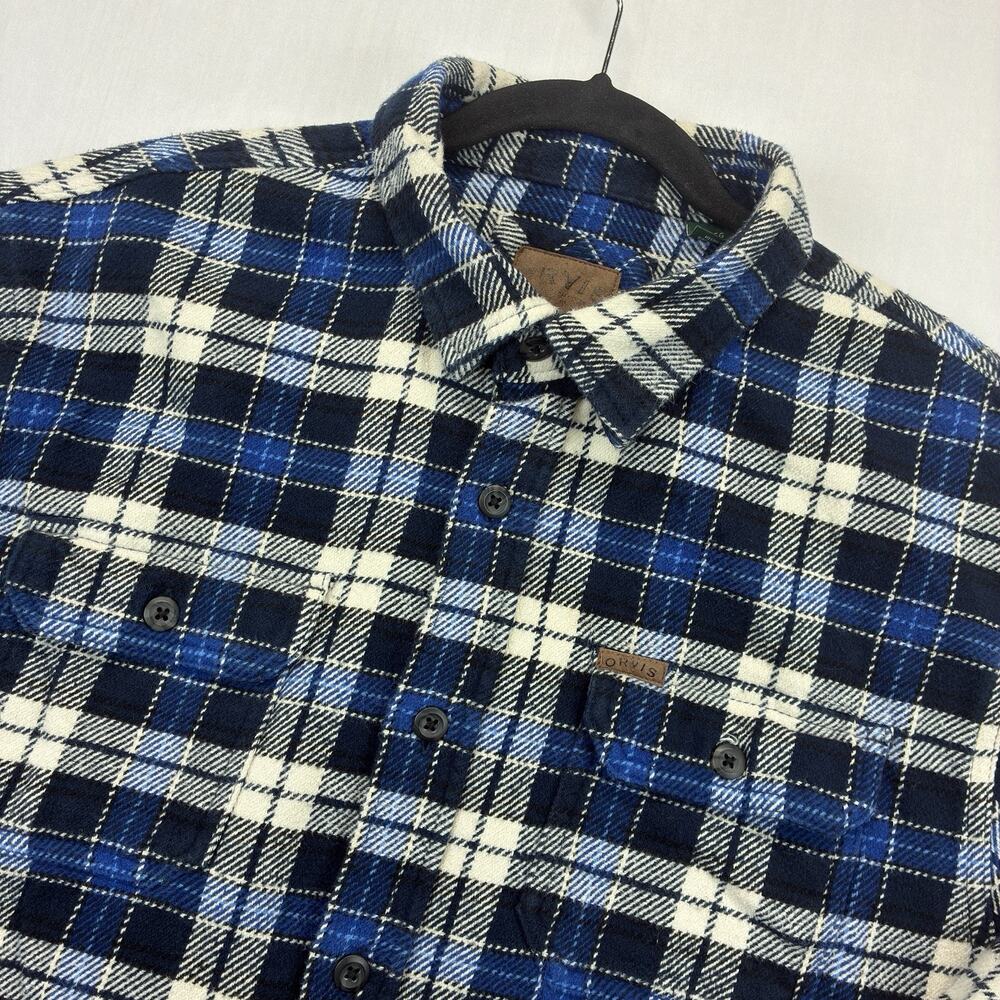 Orvis Flannel Shirt Men’s XL Blue Plaid Heavyweight Button Up Outdoor